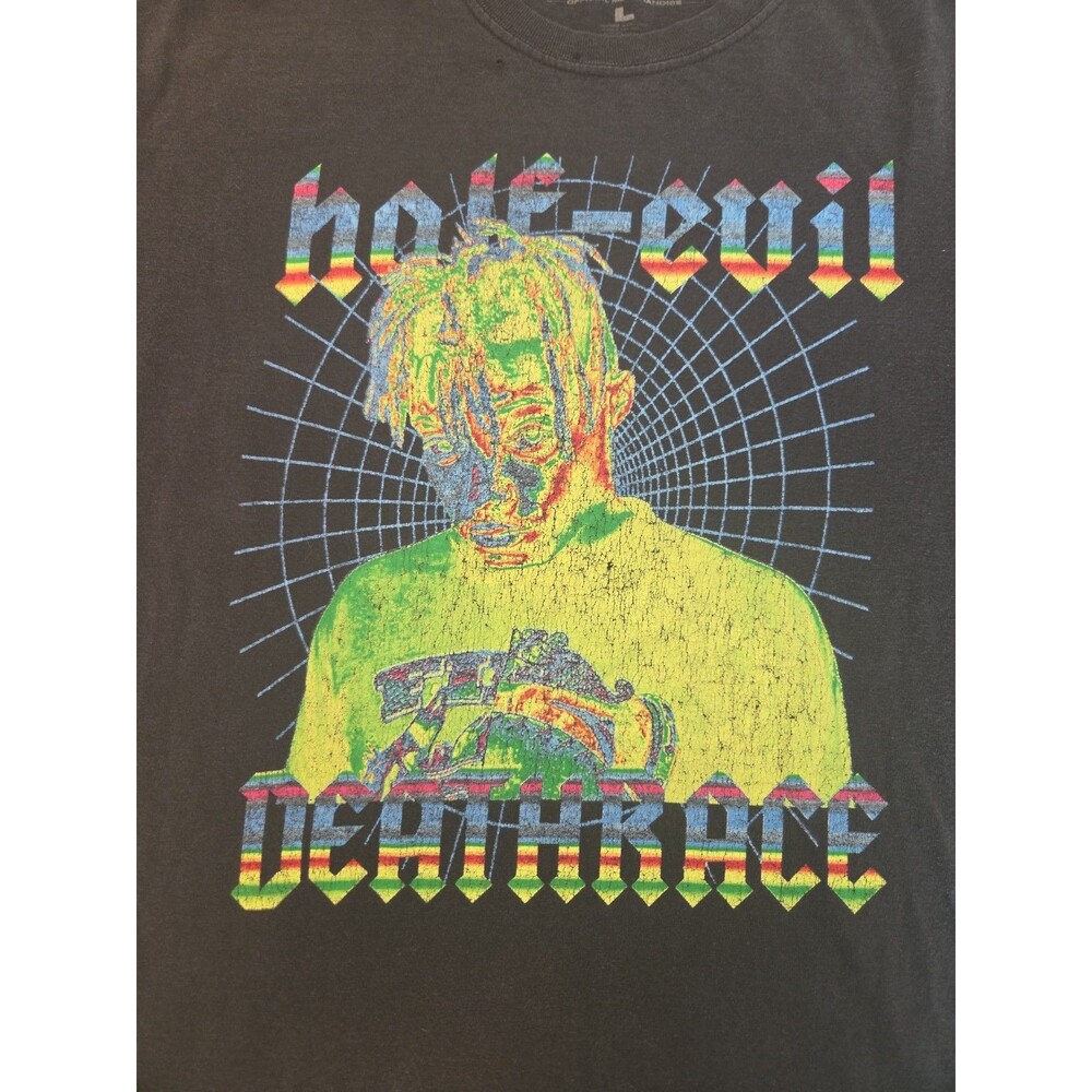 Juice Wrld Half Evil Death Race T-Shirt Mens Size Large Retro Rap Hip-Hop Tee